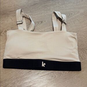 Beige Sports Bra with Black Band